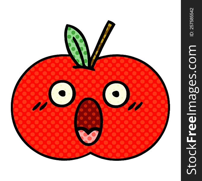 comic book style cartoon red apple