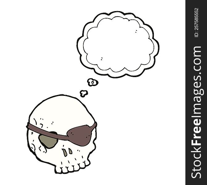 Cartoon Skull With Eye Patch With Thought Bubble