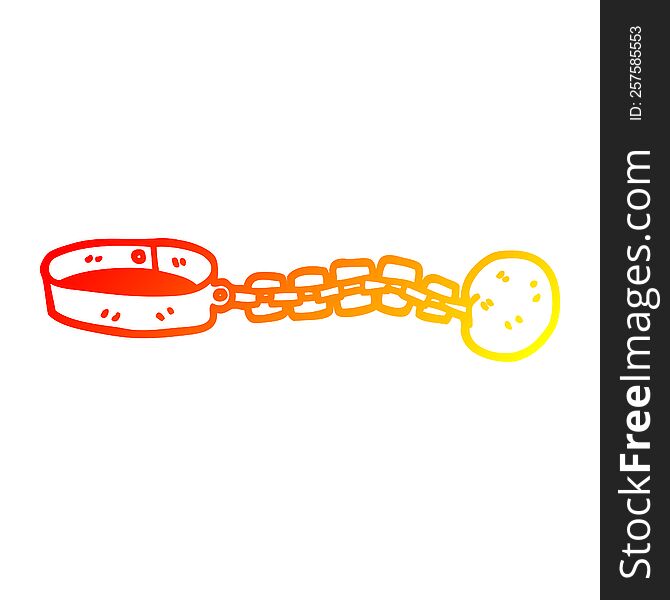warm gradient line drawing of a cartoon of ball and chain