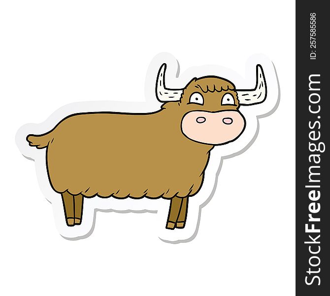 sticker of a cartoon highland cow