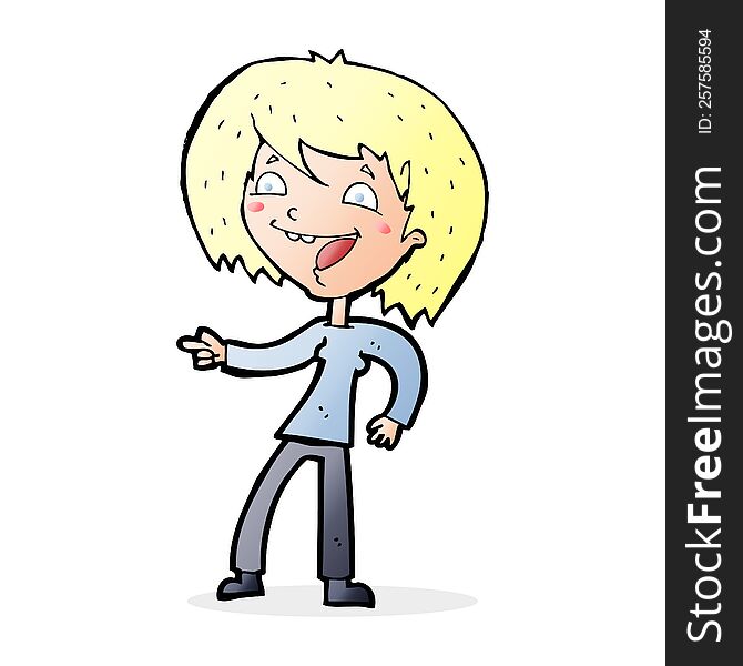 Cartoon Woman Laughing And Pointing