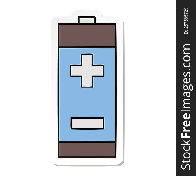 Sticker Of A Cute Cartoon Electrical Battery