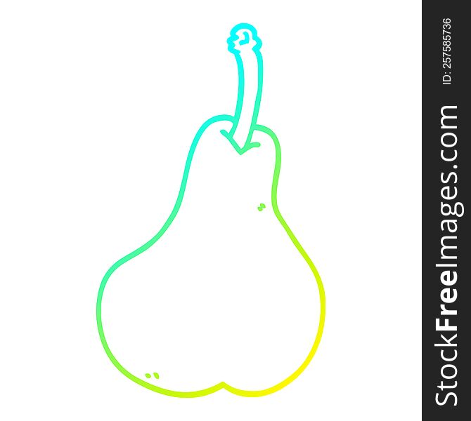 cold gradient line drawing of a cartoon healthy pear