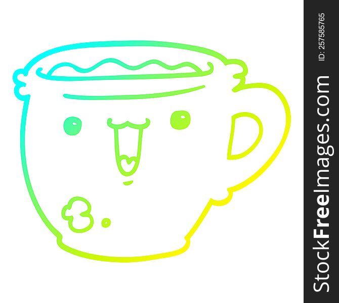 Cold Gradient Line Drawing Cute Cartoon Coffee Cup