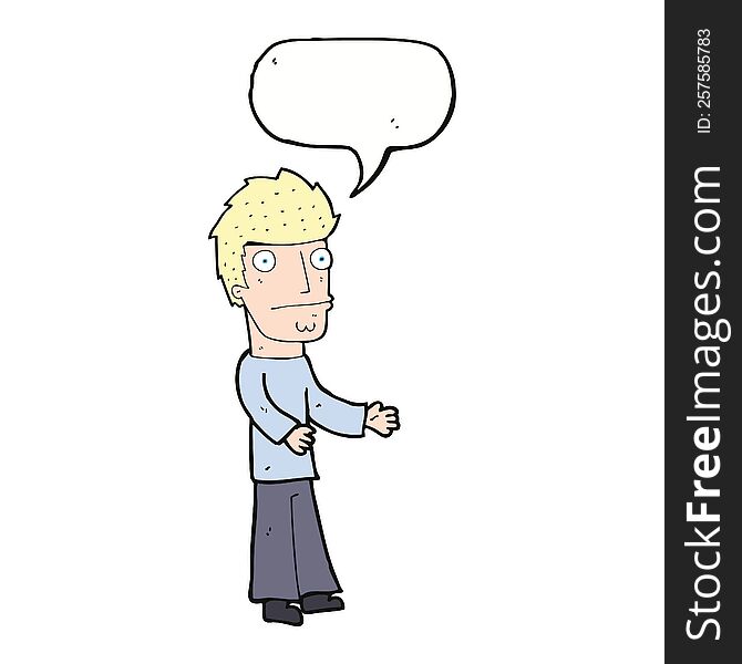 cartoon confused man with speech bubble