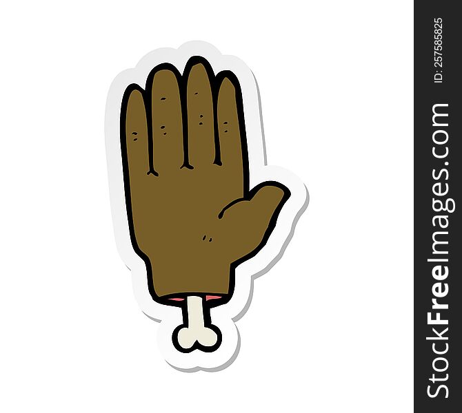 sticker of a cartoon severed hand