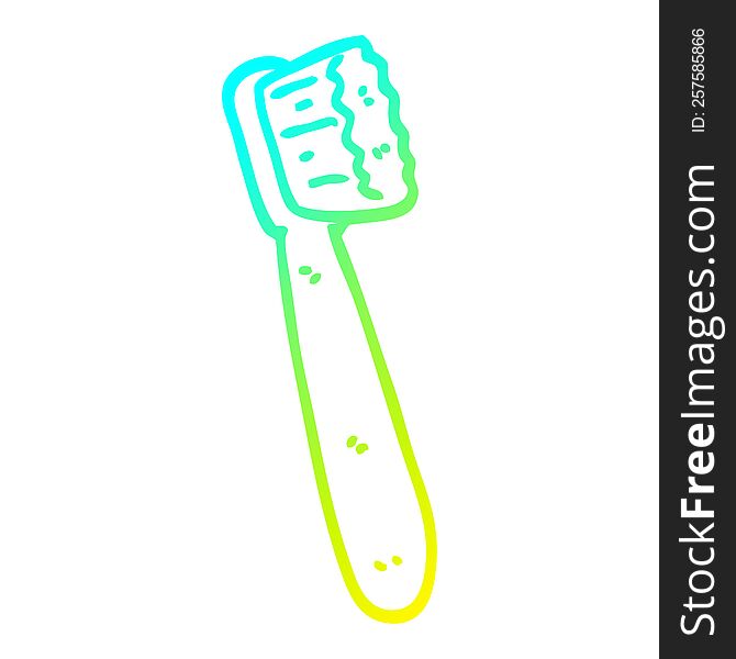 cold gradient line drawing of a cartoon tooth brush