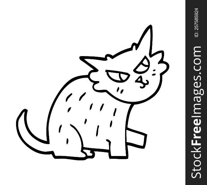 Line Drawing Cartoon Ginger Cat