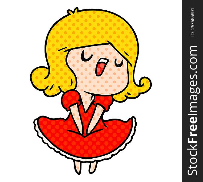 cartoon illustration of a cute singing kawaii girl. cartoon illustration of a cute singing kawaii girl