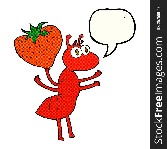 Comic Book Speech Bubble Cartoon Ant Carrying Food