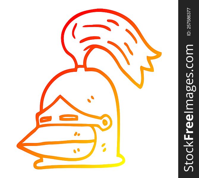 warm gradient line drawing of a cartoon knight helmet