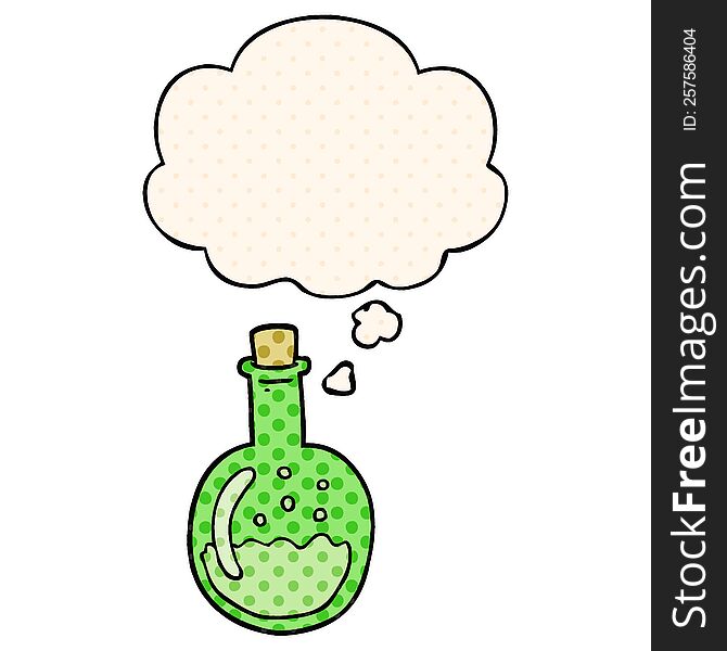 Cartoon Potion And Thought Bubble In Comic Book Style