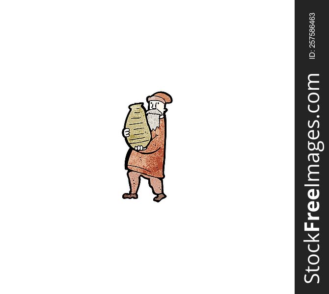 Cartoon Man Carrying Clay Pot