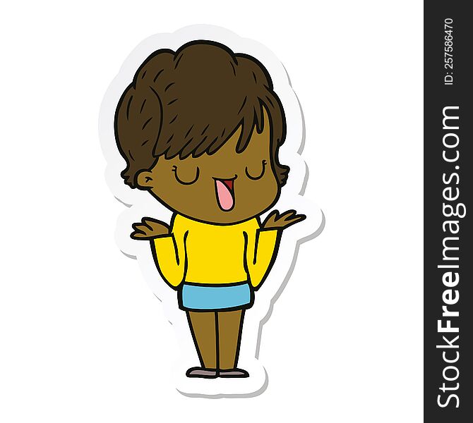 sticker of a cartoon woman talking