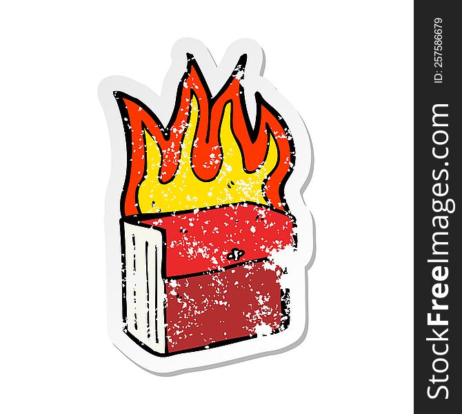 retro distressed sticker of a cartoon burning business files