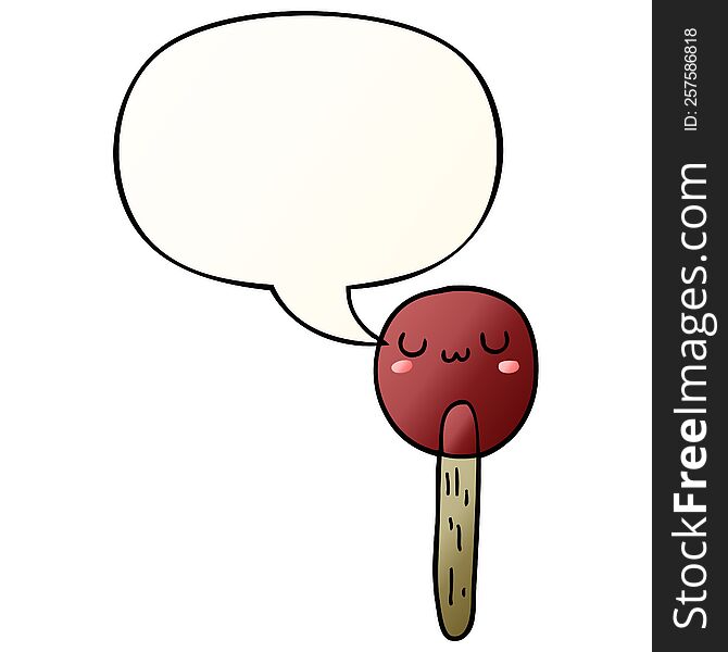 cartoon lollipop with speech bubble in smooth gradient style