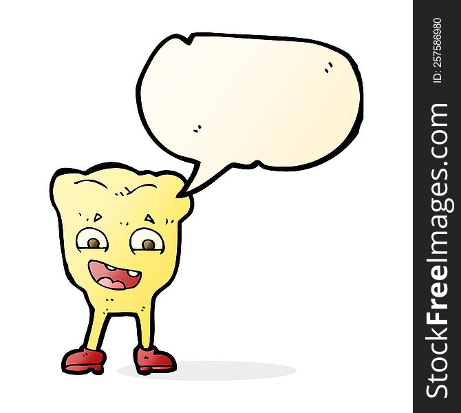 cartoon yellow tooth with speech bubble