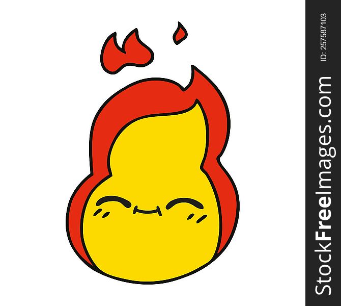 cartoon of cute kawaii fire flame