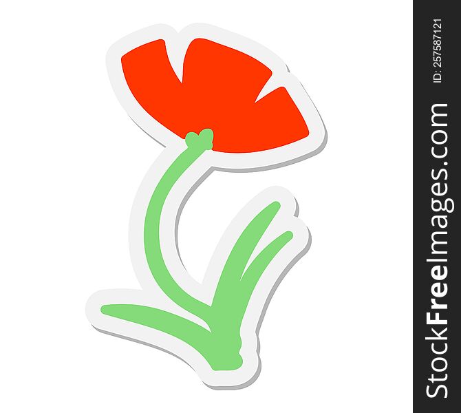 single poppy in flower sticker