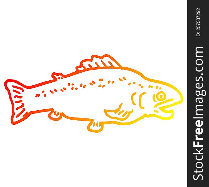 Warm Gradient Line Drawing Cartoon Large Fish