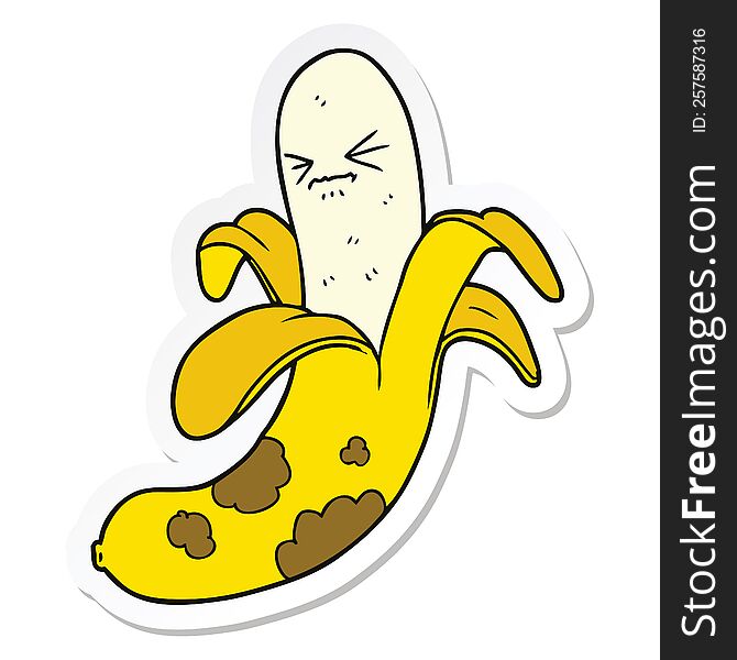 Sticker Of A Cartoon Rotten Banana