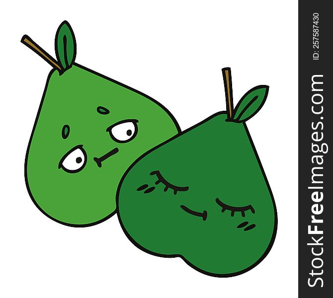 cute cartoon of a pears. cute cartoon of a pears