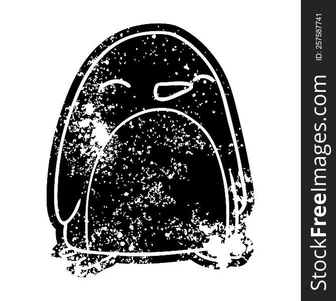 grunge distressed icon of a cute penguin. grunge distressed icon of a cute penguin