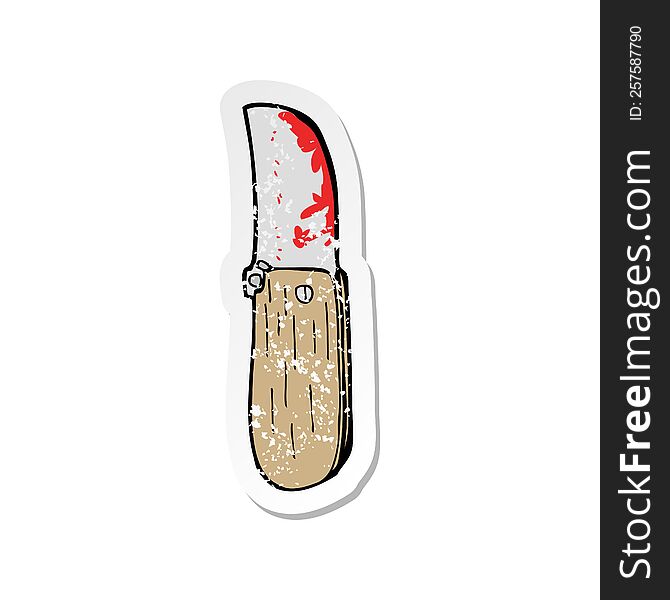 retro distressed sticker of a cartoon folding knife