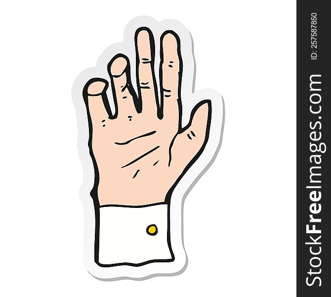 sticker of a cartoon hand reaching
