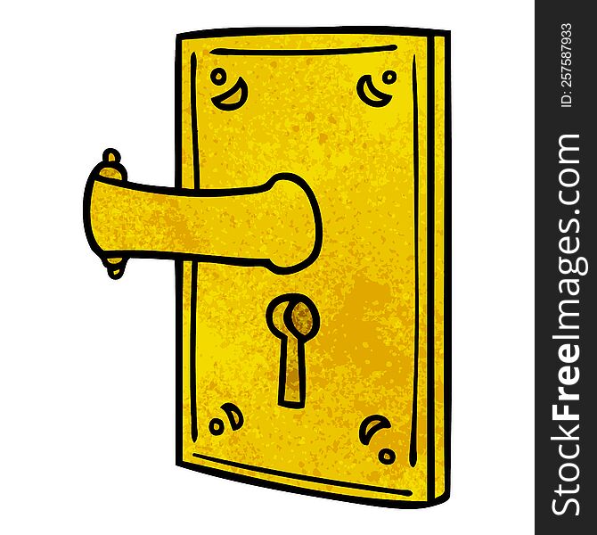 Textured Cartoon Doodle Of A Door Handle