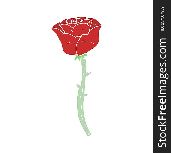 Flat Color Illustration Of A Cartoon Rose