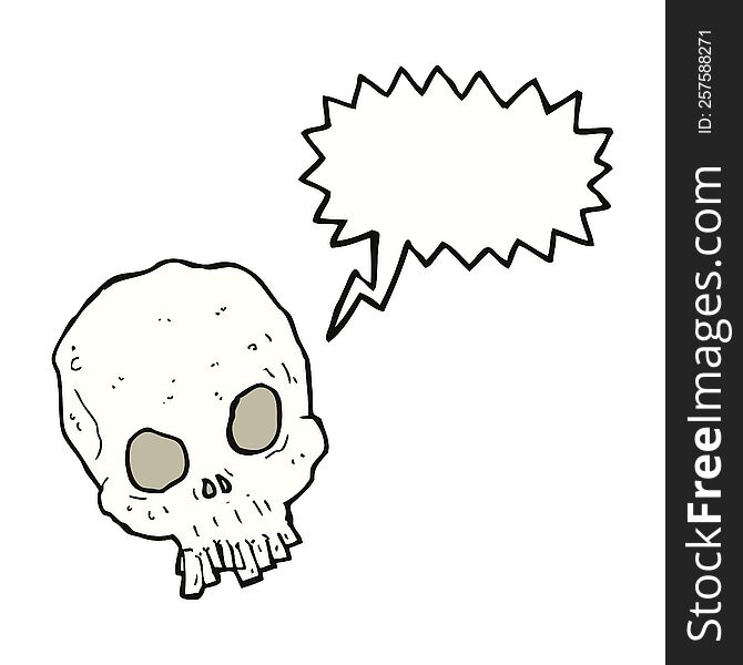 Cartoon Spooky Skull With Speech Bubble