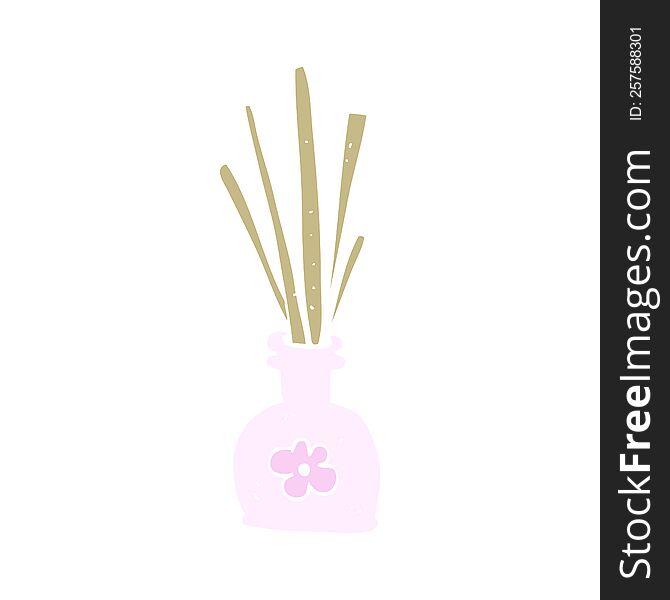 flat color illustration of a cartoon fragrance oil reeds