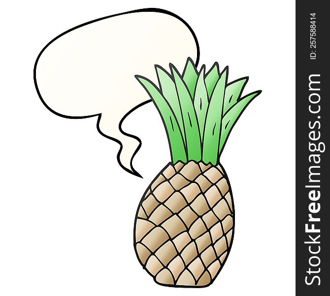 cartoon pineapple with speech bubble in smooth gradient style