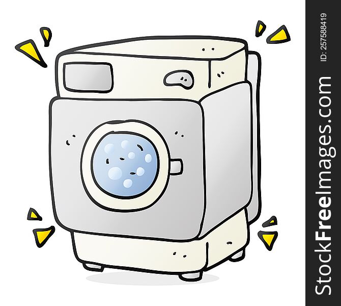 cartoon rumbling washing machine