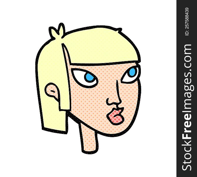 freehand drawn cartoon female face