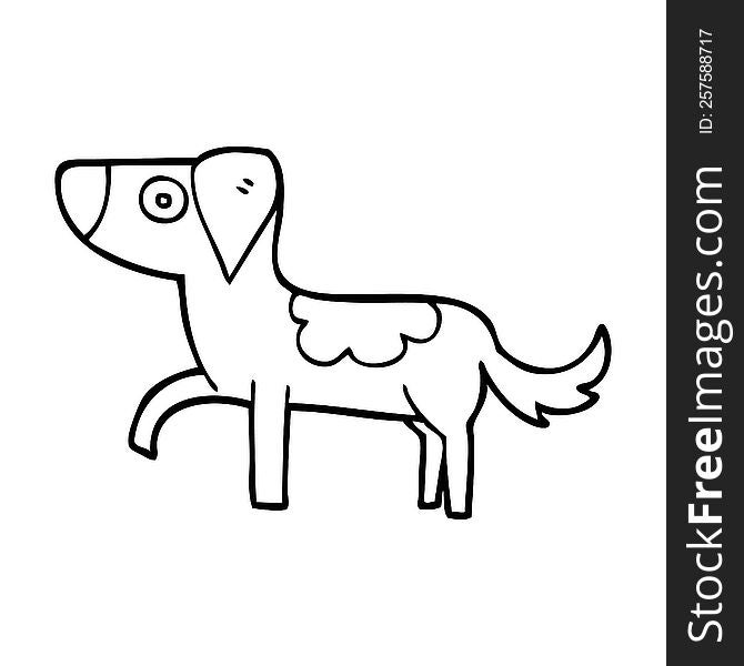 Line Drawing Cartoon Standing Dog