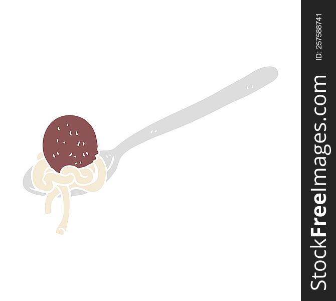 flat color illustration of a cartoon meatball