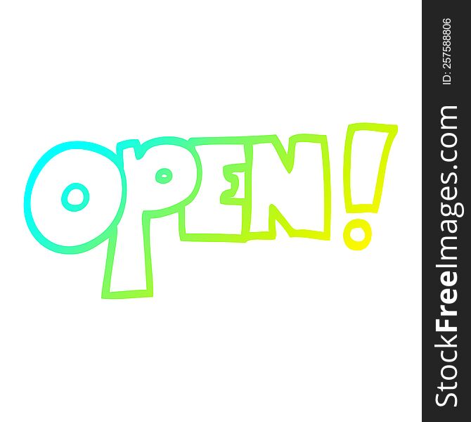 Cold Gradient Line Drawing Cartoon Open Sign