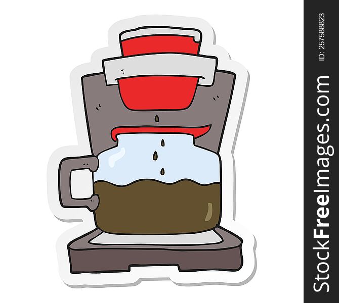 sticker of a cartoon coffee maker
