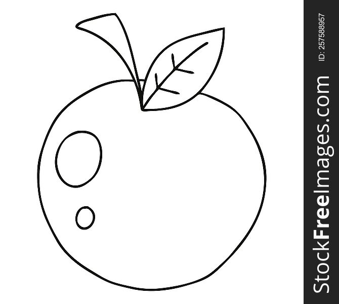 Quirky Line Drawing Cartoon Red Apple