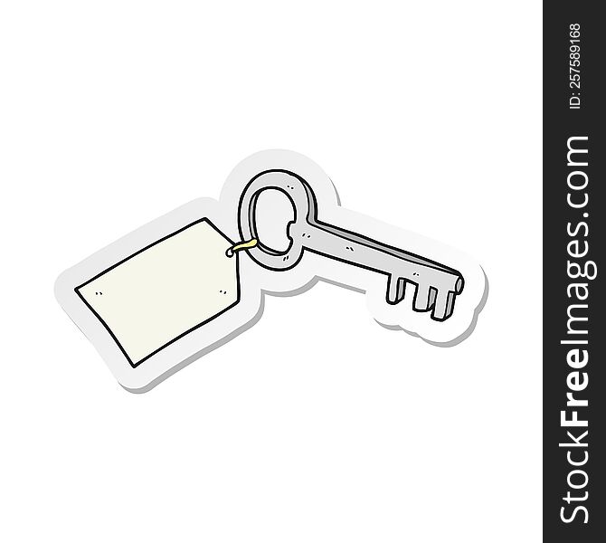 sticker of a cartoon key with tag