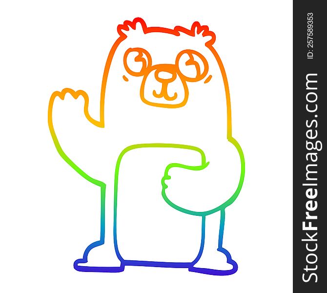 rainbow gradient line drawing of a cartoon black bear