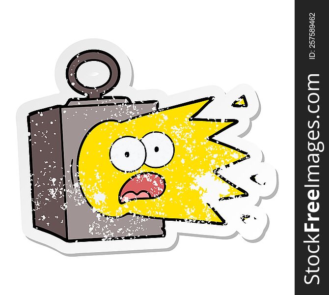 distressed sticker of a cartoon industrial lamp