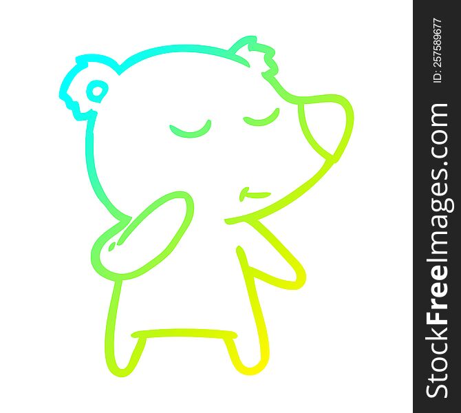 cold gradient line drawing of a cartoon polar bear considering
