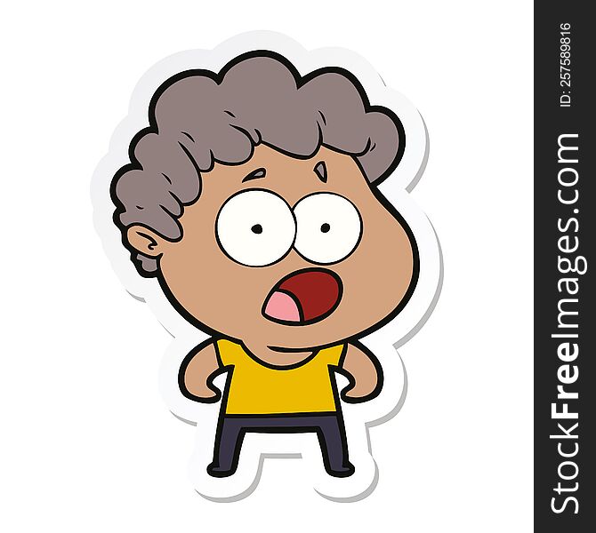 Sticker Of A Cartoon Man Gasping In Surprise