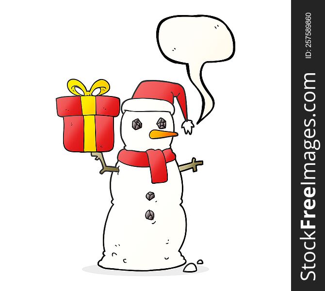 freehand drawn speech bubble cartoon snowman