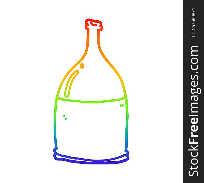 Rainbow Gradient Line Drawing Cartoon Bottle