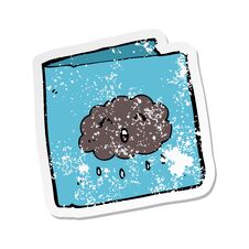 Retro Distressed Sticker Of A Cartoon Card With Cloud Pattern Royalty Free Stock Images