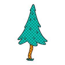 Cartoon Doodle Of Woodland Pine Trees Royalty Free Stock Photo